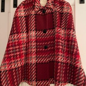 Red Plaid Women's Cape Coat Kate Spade L
